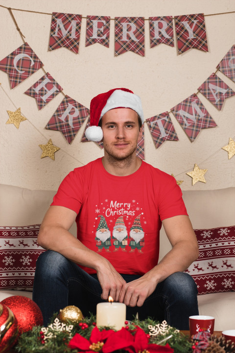 Koszulka męska Świąteczna prezent na Święta Trójka Gnomów Merry Christmas — zdjęcie 4