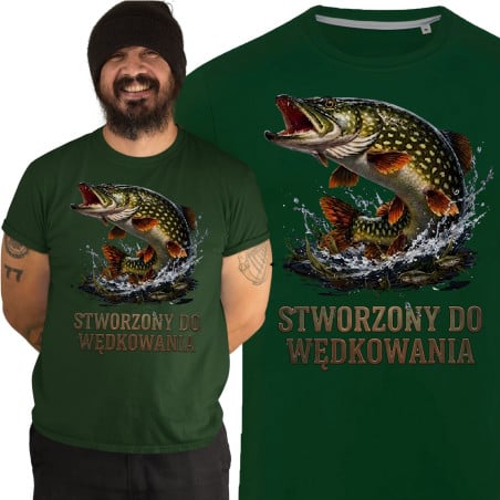 Koszulka męska na ryby Stworzony Do Wędkowania prezent dla Taty wędkarza