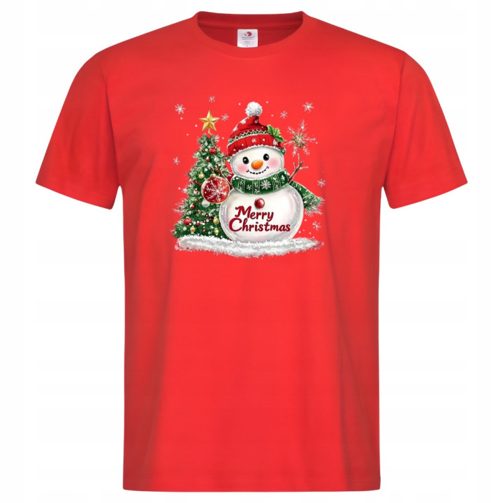 Koszulka męska Świąteczna prezent Święta Bałwanek z Choinką Merry Christmas