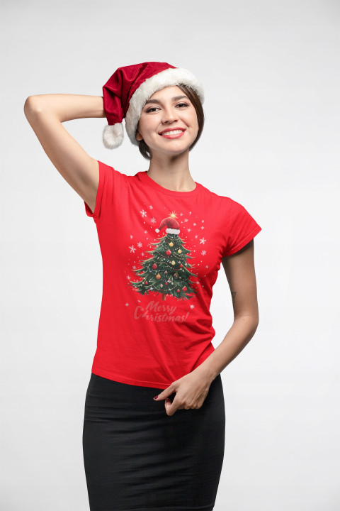 Koszulka damska Świąteczna prezent Święta Choinka Mikołaj Merry Christmas — zdjęcie 4