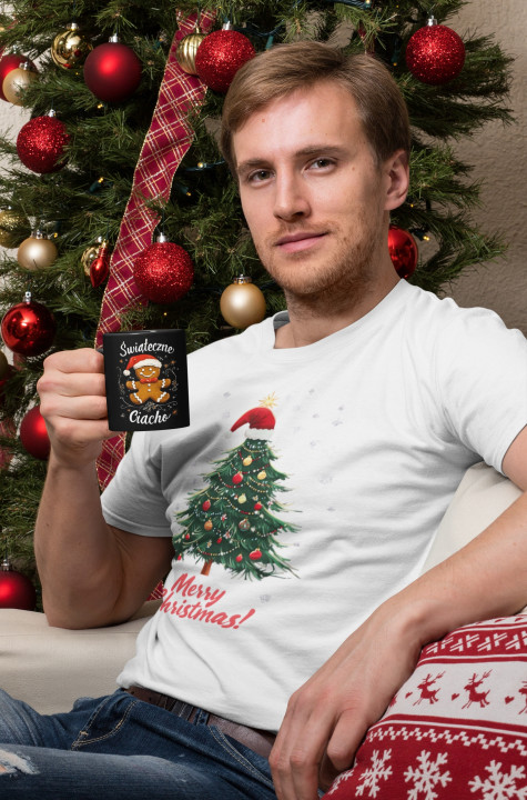 Koszulka męska Świąteczna prezent na Święta Choinka Mikołaj Merry Christmas — zdjęcie 2