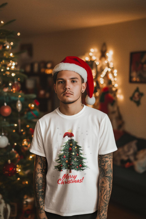 Koszulka męska Świąteczna prezent na Święta Choinka Mikołaj Merry Christmas — zdjęcie 3