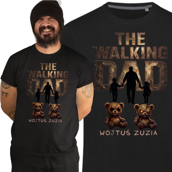Koszulka męska na Dzień Ojca Taty THE WALKING DAD dzieci misie Imiona
