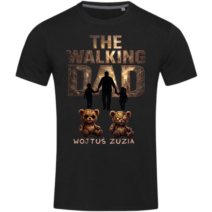 Koszulka męska na Dzień Ojca Taty THE WALKING DAD dzieci misie Imiona — zdjęcie 2