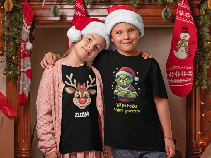 Koszulka dziecięca Świąteczna prezent Święta Grinch Mikołaj byłem grzeczny — zdjęcie 4