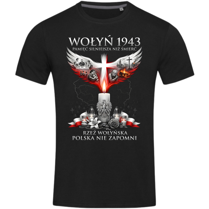 Koszulka męska pamiątka Wołyń 1943 Rzeź Wołyńska Polska Pamięta — zdjęcie 2