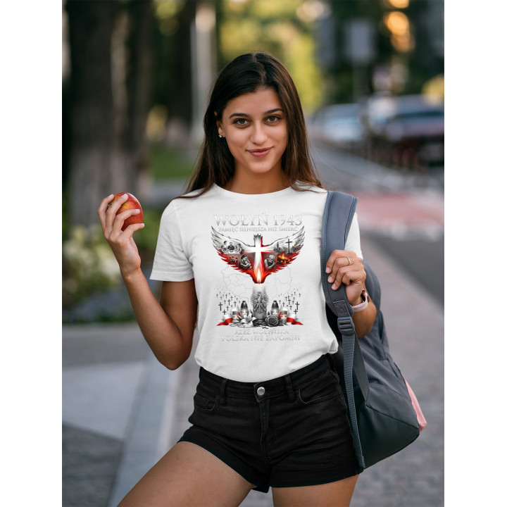 Koszulka damska pamiątka Wołyń 1943 Rzeź Wołyńska Polska Pamięta — zdjęcie 4