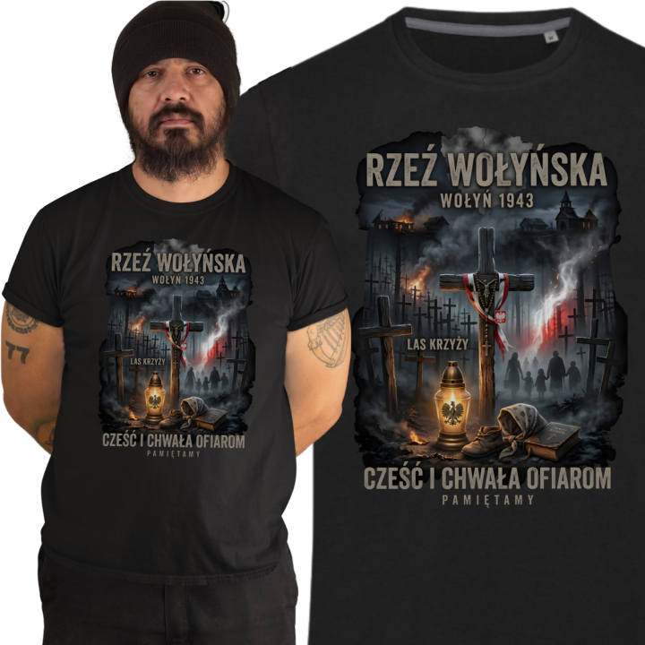 Koszulka męska Pamięć Wołyń 1943 Rzeź Wołyńska Cześć i Chwała Ofiarom