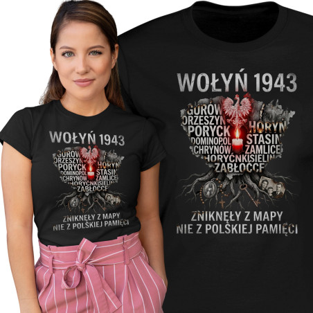 Koszulka damska Wołyń 1943 Zniknęły z Mapy nie z Pamięci