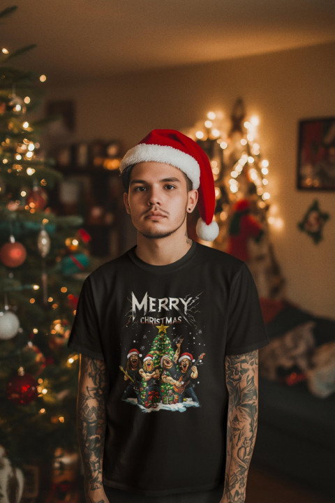 Koszulka męska Świąteczna Boże Narodzenie w Stylu Rocka Merry Christmas — zdjęcie 2