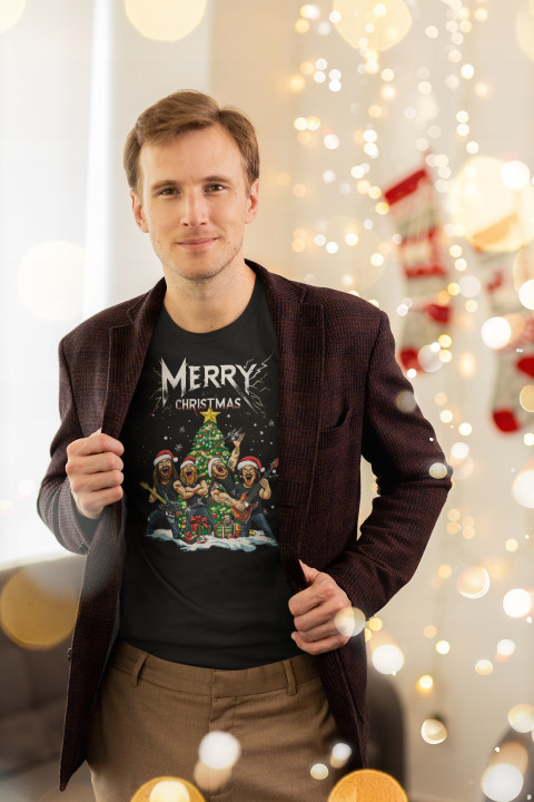 Koszulka męska Świąteczna Boże Narodzenie w Stylu Rocka Merry Christmas — zdjęcie 3