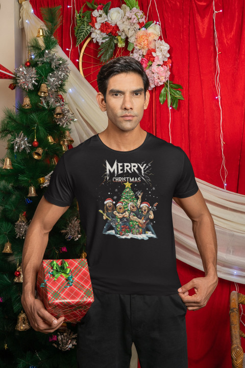 Koszulka męska Świąteczna Boże Narodzenie w Stylu Rocka Merry Christmas — zdjęcie 4