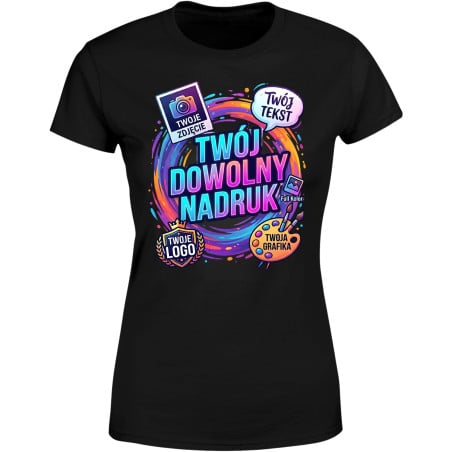 Koszulka damska z własnym dowolnym nadrukiem logo zdjęciem grafiką t-shirt