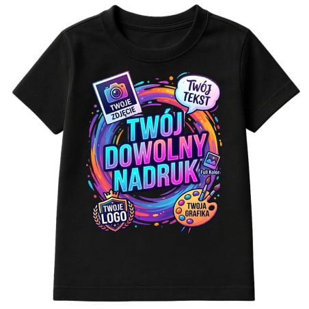 Koszulka dziecięca z własnym dowolnym nadrukiem logo zdjęciem grafiką t-shirt