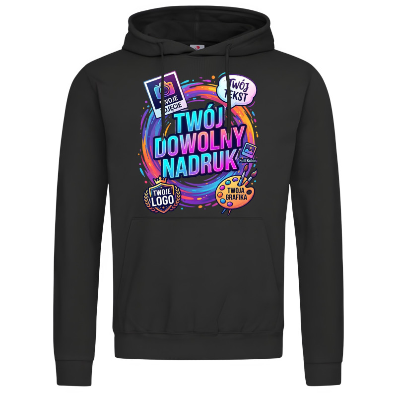 Bluza z kapturem męska z własnym dowolnym nadrukiem logo zdjęciem grafiką