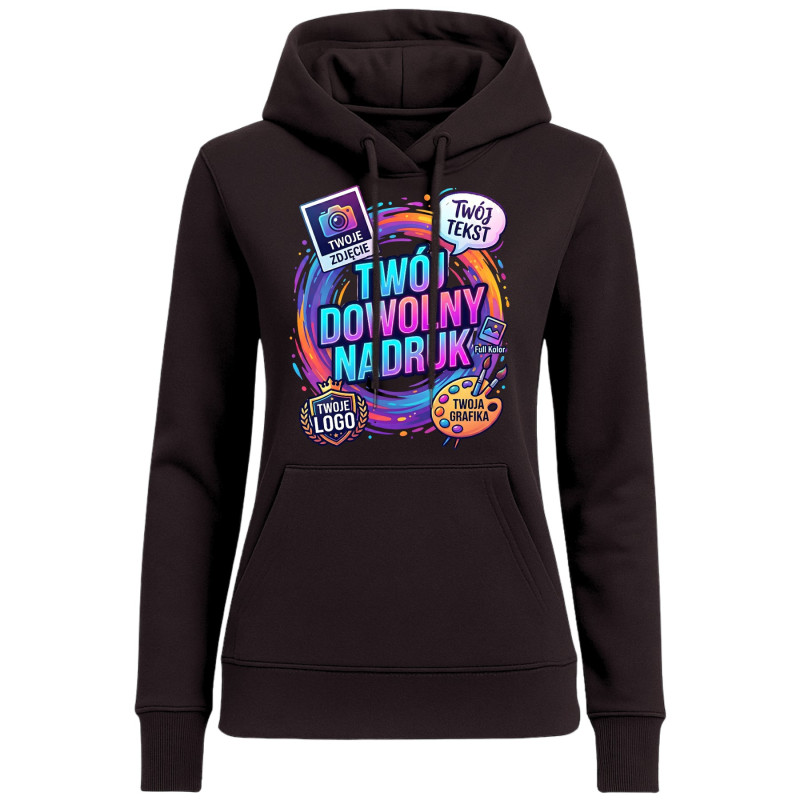 Bluza z kapturem damska z własnym dowolnym nadrukiem logo zdjęciem grafiką