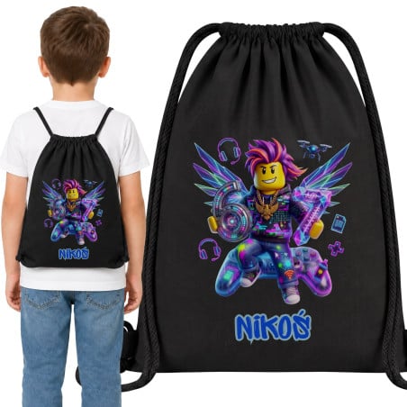 Worek na buty 67 gamer neonowy awatar personalizowany z imieniem