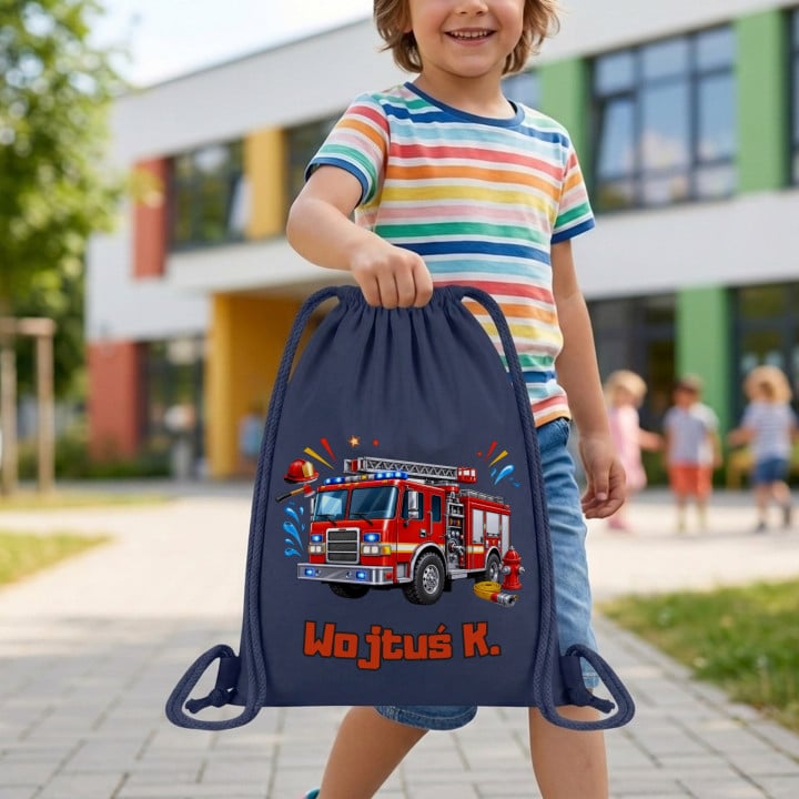 Worek na buty do przedszkola szkoły Straż wóz strażacki z imieniem — zdjęcie 4