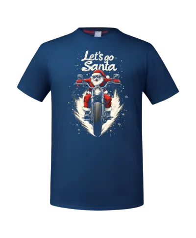 Koszulka męska Świąteczna Święta Mikołaj na Motocyklu Let's Go Santa!