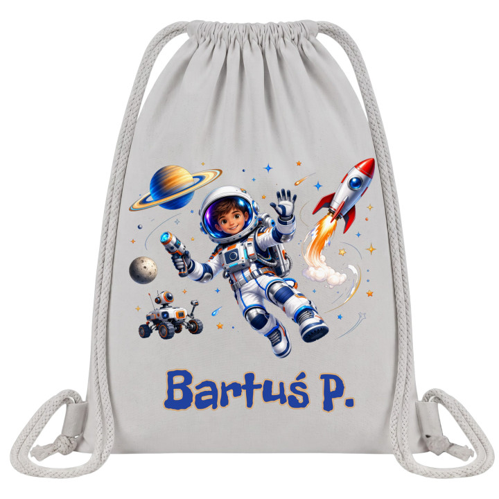 Worek na buty do przedszkola szkoły astronauta kosmos z imieniem — zdjęcie 2