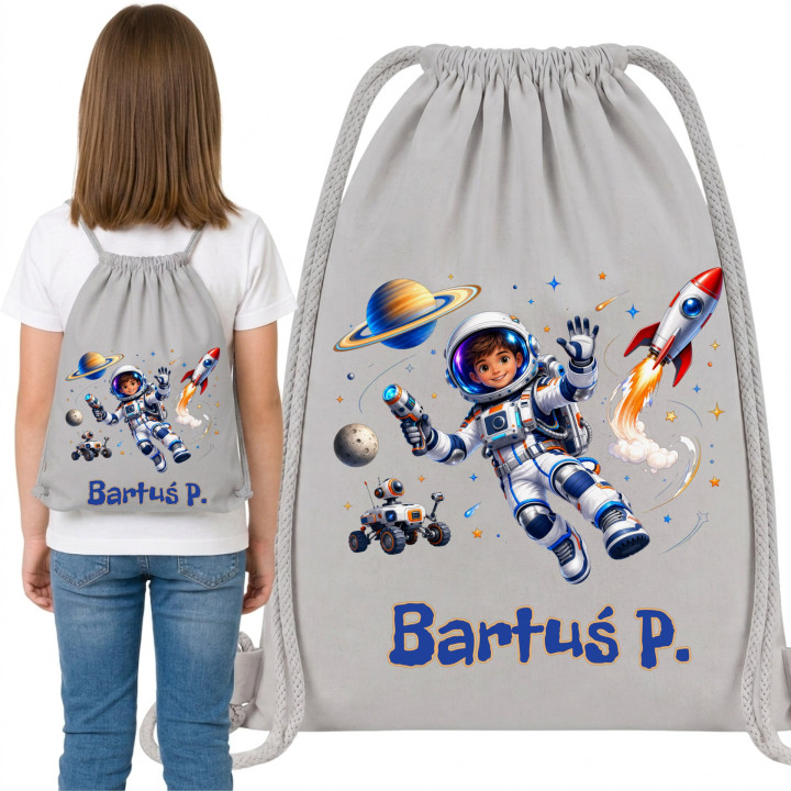 Worek na buty do przedszkola szkoły astronauta kosmos z imieniem — zdjęcie 6