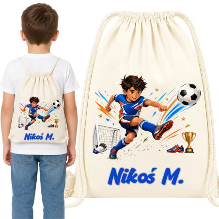 Worek na buty do przedszkola szkoły sport futbol piłkarz z imieniem
