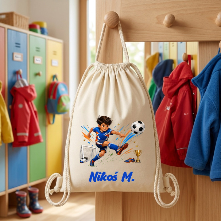 Worek na buty do przedszkola szkoły sport futbol piłkarz z imieniem — zdjęcie 5
