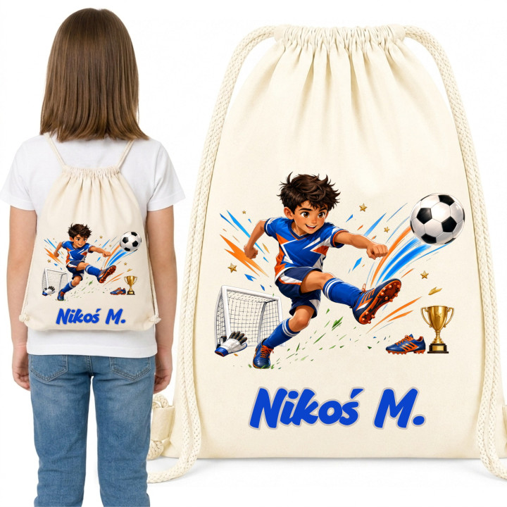 Worek na buty do przedszkola szkoły sport futbol piłkarz z imieniem — zdjęcie 6