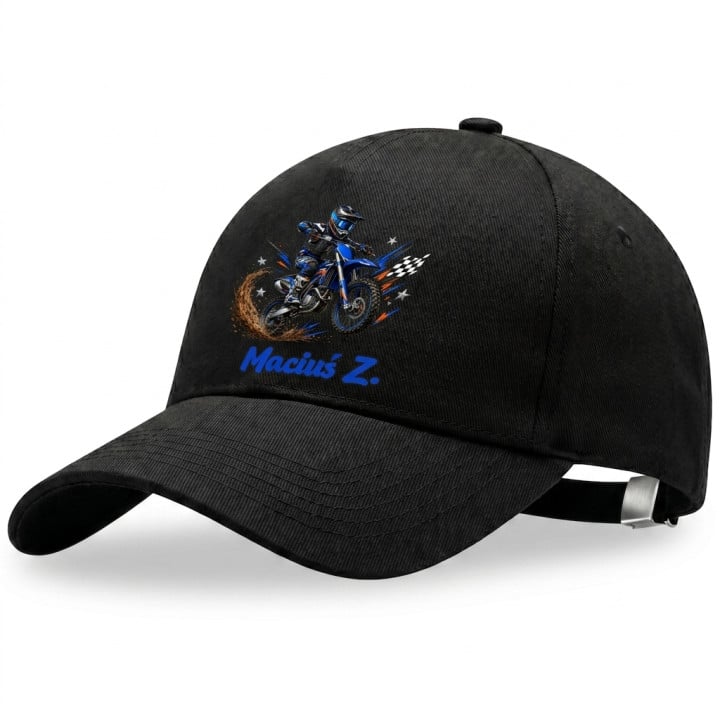 Czapka z daszkiem do przedszkola szkoły Motor Motocross z imieniem