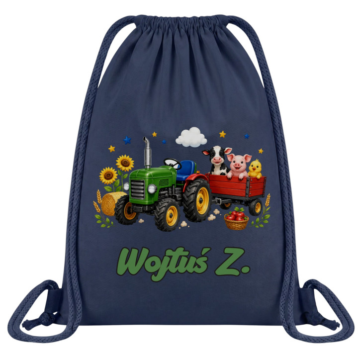 Worek na buty do przedszkola szkoły Traktor farma zwierzęta z imieniem — zdjęcie 2