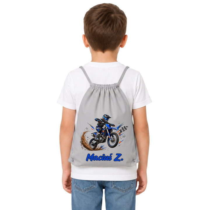Worek na buty do przedszkola szkoły Motor Motocross z imieniem — zdjęcie 3