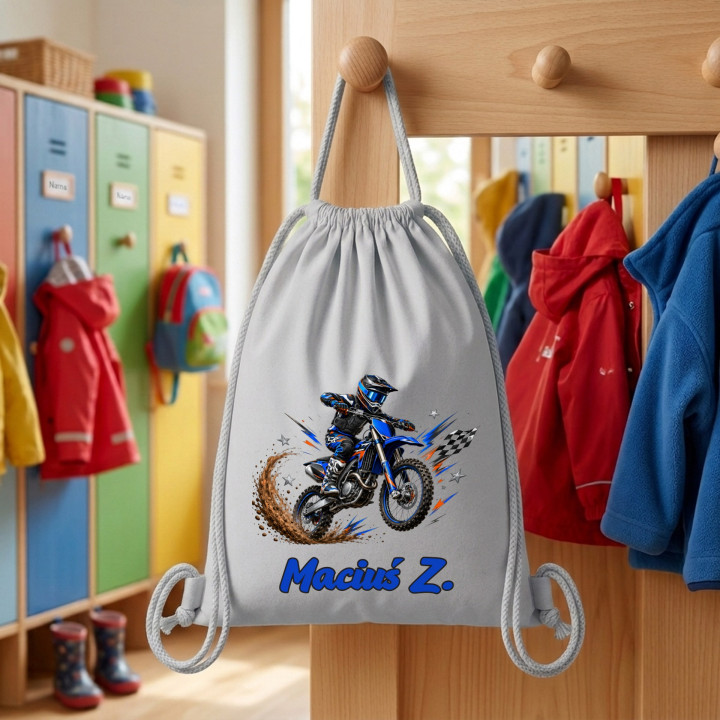 Worek na buty do przedszkola szkoły Motor Motocross z imieniem — zdjęcie 5