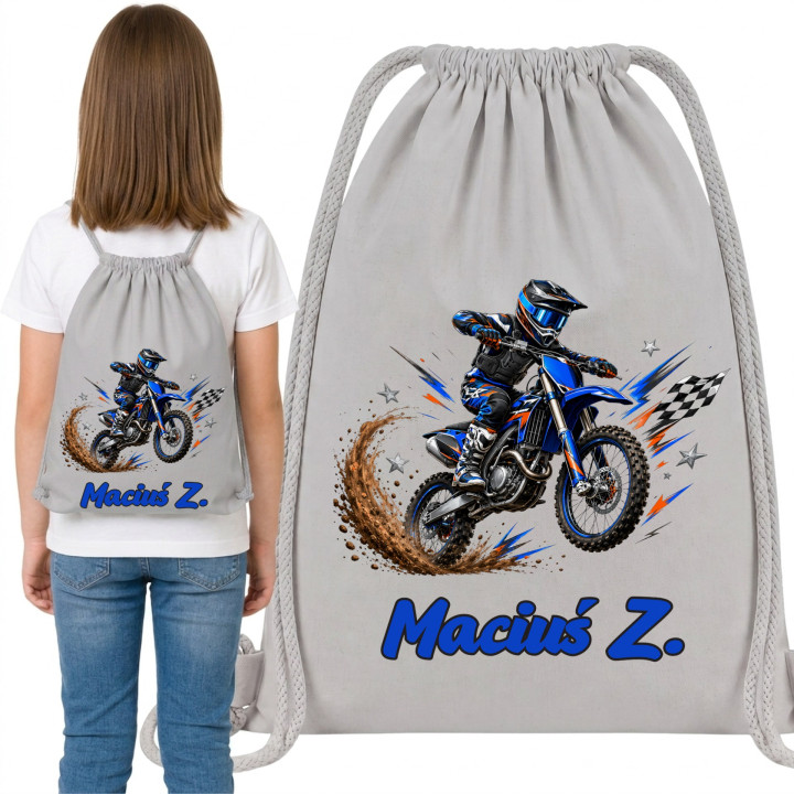 Worek na buty do przedszkola szkoły Motor Motocross z imieniem — zdjęcie 6