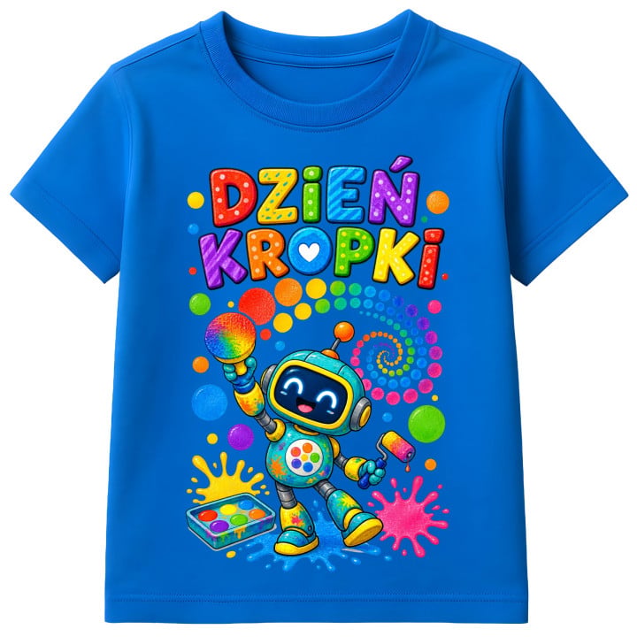 Koszulka dziecięca na Dzień Kropki dla dziecka robot malowanie kolory farby