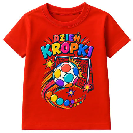 Koszulka dziecięca na Dzień Kropki do przedszkola piłka nożna bramka