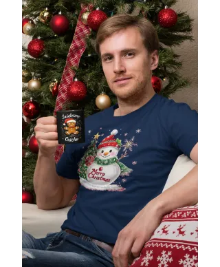 Koszulka męska Świąteczna prezent Święta Bałwanek z Choinką Merry Christmas