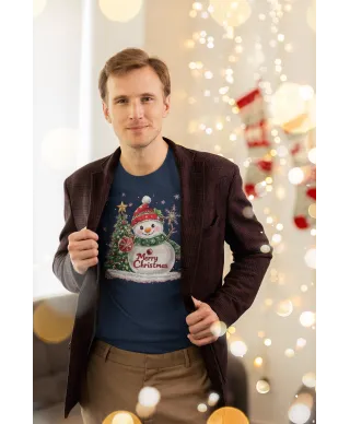 Koszulka męska Świąteczna prezent Święta Bałwanek z Choinką Merry Christmas