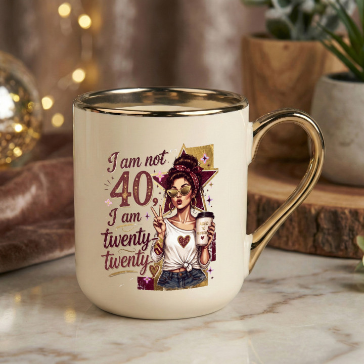 Kubek prezent na urodziny I am not 40 I am twenty twenty — zdjęcie 2