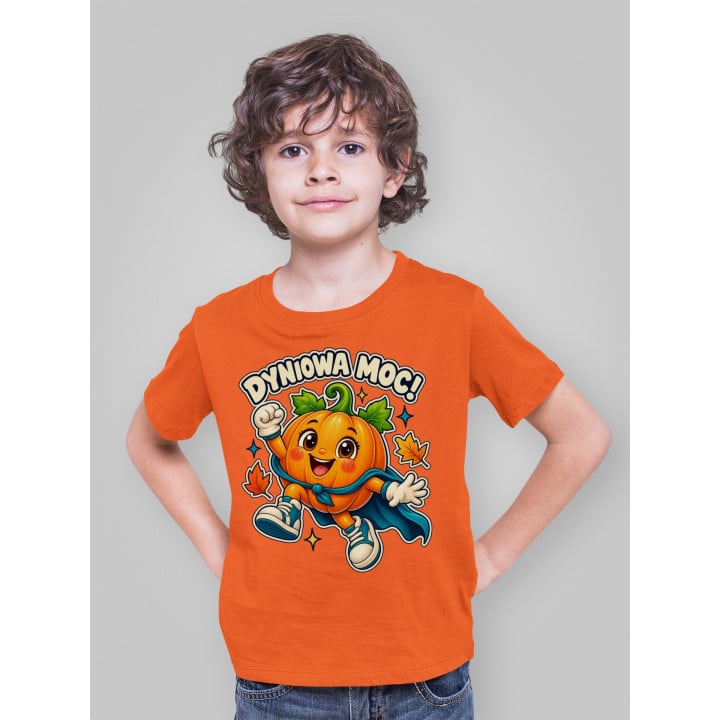Koszulka dziecięca na Halloween dla dziecka dyniowa moc dynia napis — zdjęcie 2