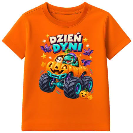 Koszulka dziecięca na Dzień Dyni halloween samochód monster nietoperze