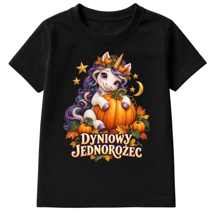 Koszulka dziecięca dyniowy jednorożec na Dzień Dyni motyw fantasy dynia