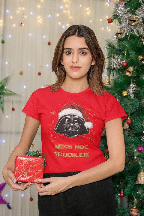 Koszulka damska Świąteczna t-shirt prezent na Święta Niech Moc Truchleje — zdjęcie 3