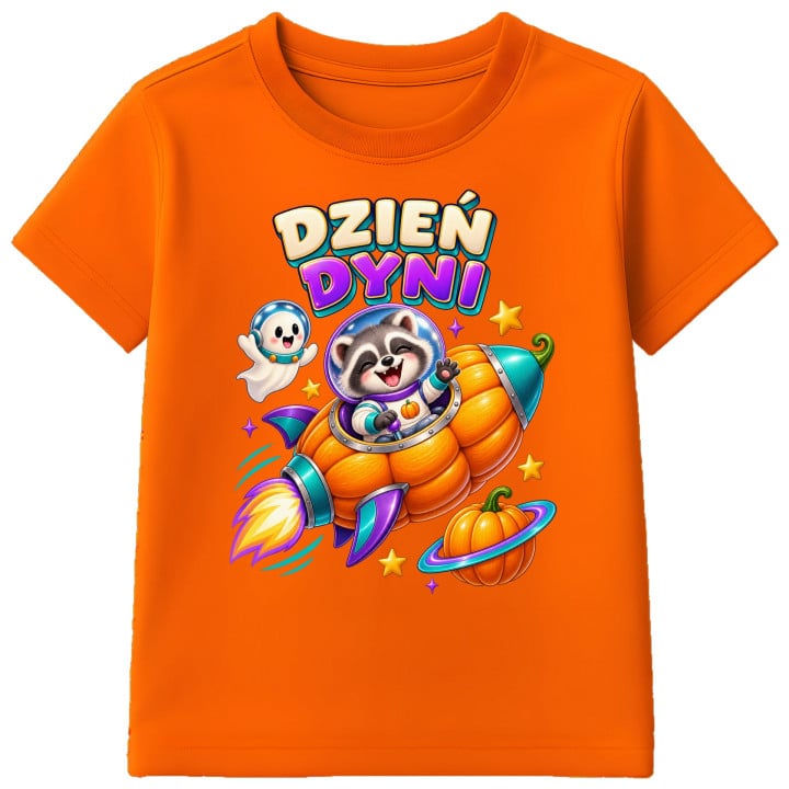 Koszulka dziecięca na Halloween Dzień Dyni szop rakieta dynia fana
