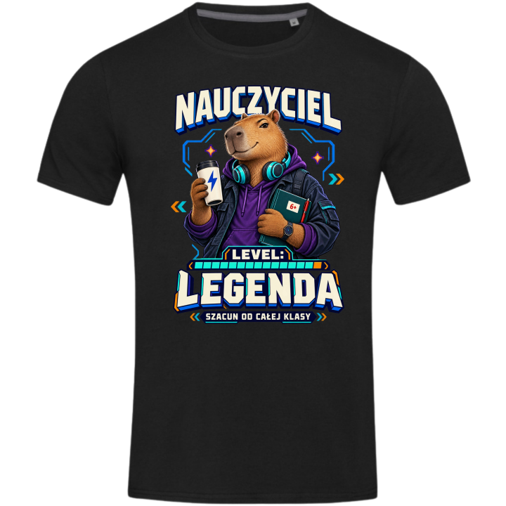 Koszulka męska prezent na Dzień Nauczyciela LEGENDA kapibara — zdjęcie 2