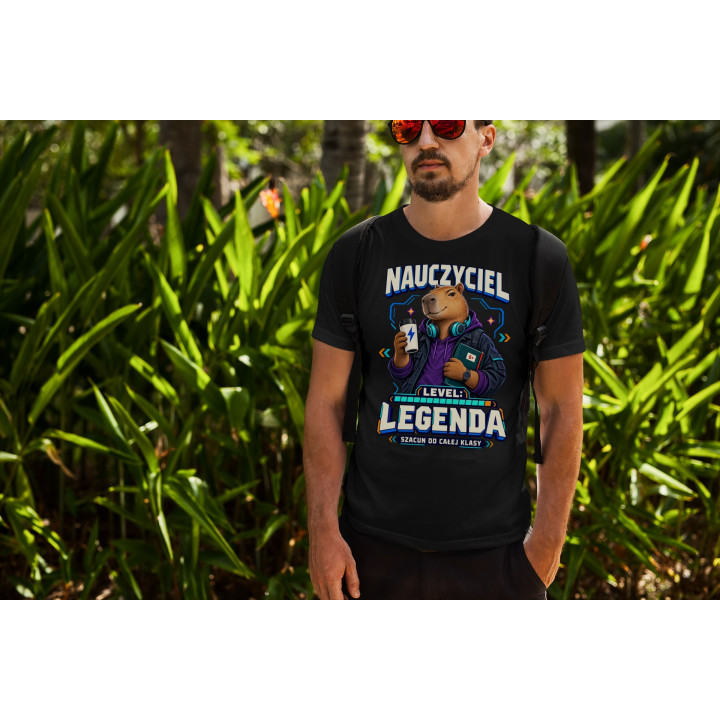 Koszulka męska prezent na Dzień Nauczyciela LEGENDA kapibara — zdjęcie 5
