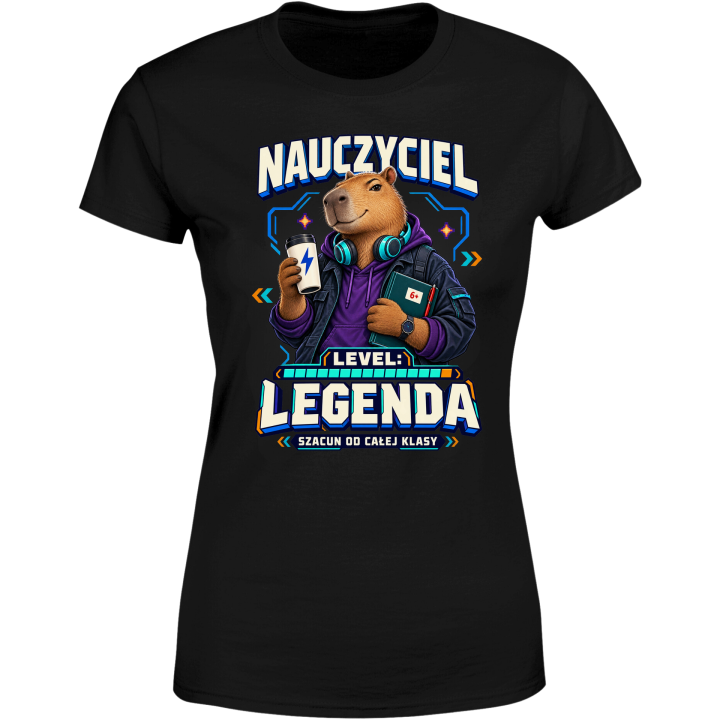 Koszulka damska prezent na Dzień Nauczyciela LEGENDA kapibara — zdjęcie 2