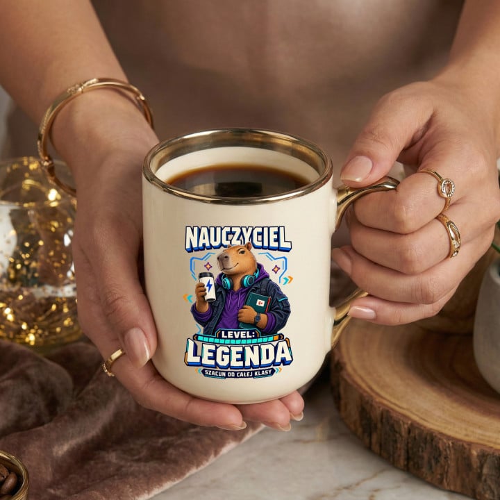 Kubek prezent na Dzień Nauczyciela LEGENDA kapibara — zdjęcie 4