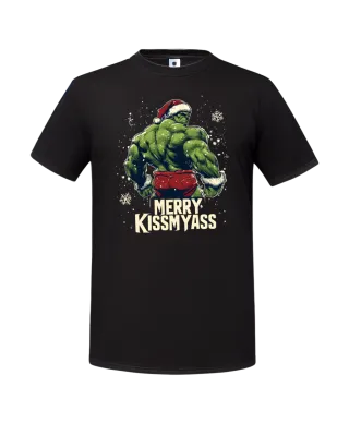 Koszulka męska Świąteczna na Święta śmieszna Siłacz HULK MERRY KISSMYASS