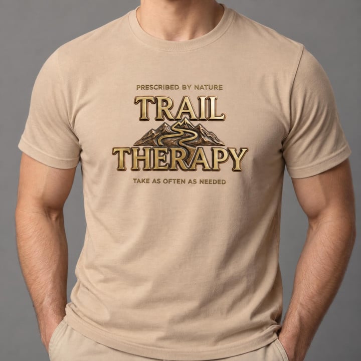 Koszulka męska xpossible „Trail Therapy” – górski szlak i napis po angielsku — zdjęcie 5