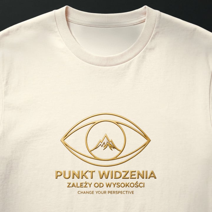 Koszulka męska xpossible „Punkt widzenia” – złote oko z górskim szczytem — zdjęcie 6